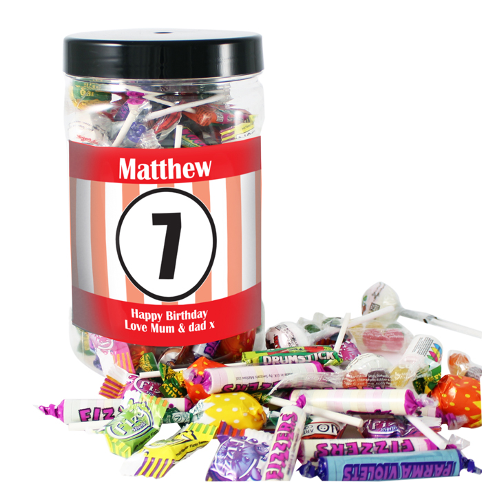Red Stripe large Sweet Jar